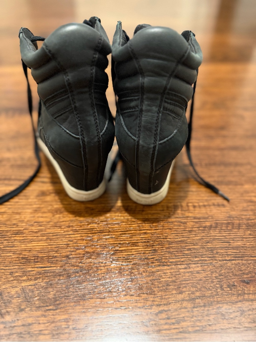 Ash Black Wedge Lace-Up Sneaker with White Trim - Picture 3 of 6